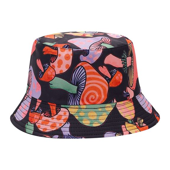 Bovemsi Summer Beach Fishmen Hat for Lady Male's And Female's Casual Fisherman's 3D Printed Pattern Tie Dye Double Basin Outdoor Visor Bucket Cap