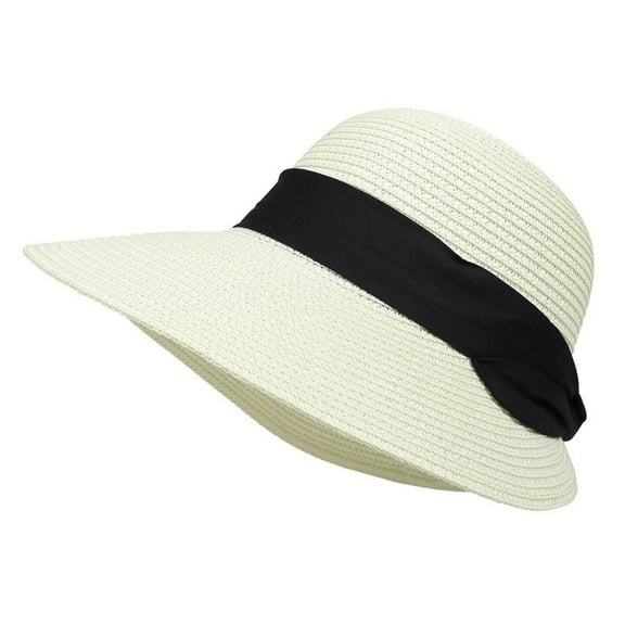 Bovemsi Sun Hats for Women Wide Brim Foldable Roll Up Hat Beach Bow Sun Cap UV Protection