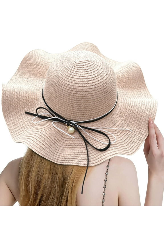 Sun Hats for Women Wide Brim Summer Straw Hat Beach Foldable Floppy Roll Up Protection Cap UPF 50+ Caps Sun Cap UV Protection
