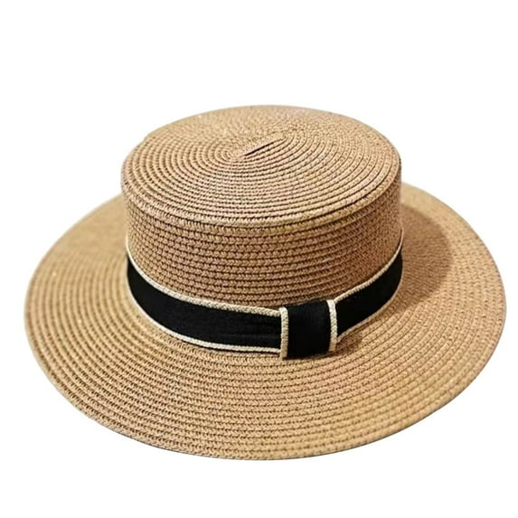 Bovemsi Sun Hats for Women Wide Brim flat Top hat casual straw visor outdoor Sun Cap UV Protection