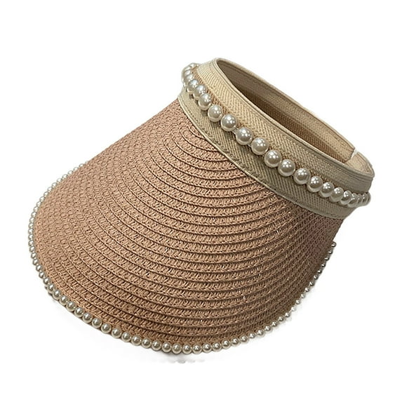 Bovemsi Sun Visors for Women Visor Beach Hat Packable Summer With Decoration Pearl Sport Sun Visor Hats