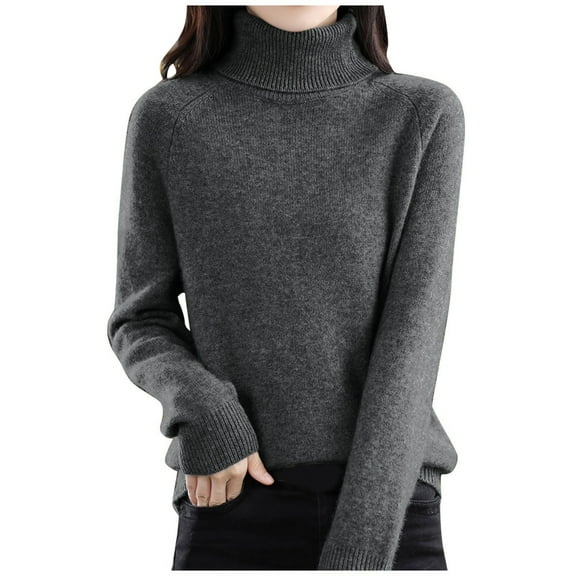Bovemsi Sweaters for Women Cozy Autumn New Turtleneck Sweater Ladies Loose Large Size Thick Knitted Bottom Shirt Fall Sweaters