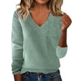 thumbnail image 1 of Bovemsi Sweaters for Women Cozy European And American Solid Color Loose Ladies Autumn One Word Shoulder Exposed Fall Sweaters, 1 of 3