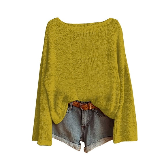 Bovemsi Sweaters for Women Cozy Knitted Pullover Sweater Fashion Long Sleeve Crewneck Blouse Winter Warm Layer Top Daily Going Out Fall Sweaters