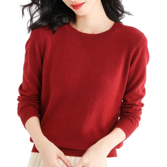 Bovemsi Sweaters for Women Cozy Light Long Sleeve Crew Neck Lightweight Soft Knitted Pullover Blouse Fall Sweaters