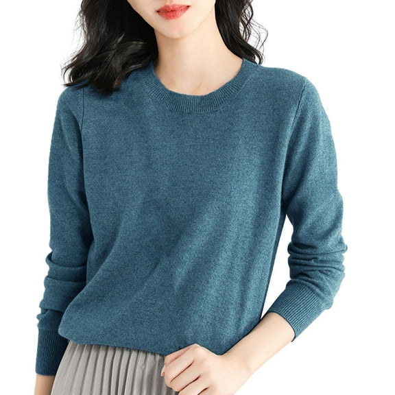Bovemsi Sweaters for Women Cozy Light Long Sleeve Crew Neck Lightweight Soft Knitted Pullover Blouse Fall Sweaters