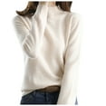 thumbnail image 1 of Bovemsi Sweaters for Women Cozy New Half High Collar Knitted Sweater Women's Autumn And Winter Short Pullover Solid Color Fall Sweaters, 1 of 3