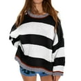 thumbnail image 1 of Bovemsi Sweaters for Women Cozy Sweater Fall 2025 Oversized Striped Long Sleeve Loose Pullover Knitted Tops Fall Sweaters, 1 of 5
