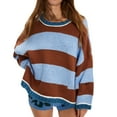 thumbnail image 1 of Bovemsi Sweaters for Women Cozy Sweater Fall 2025 Oversized Striped Long Sleeve Loose Pullover Knitted Tops Fall Sweaters, 1 of 5