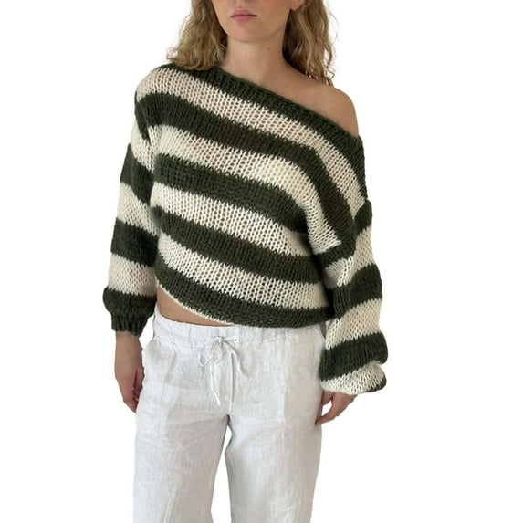 Bovemsi Sweaters for Women Cozy Trendy Crewneck Long Sleeve Color Block Sweater Tops Fall 2024 Chunky Cable Knit Pullover Fall Sweaters