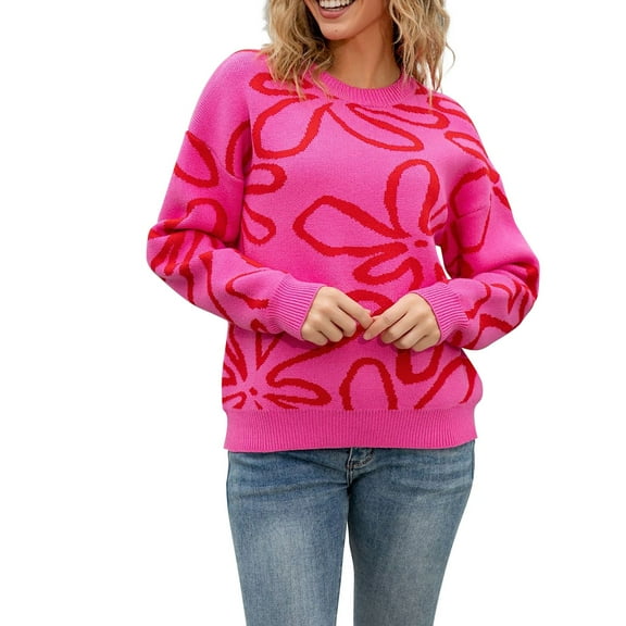 Bovemsi Sweaters for Women Cozy Women's Autumn And Winter Knitted Long Sleeved Sweater Warm Comfortable Top Casual Fashion Fall Sweaters