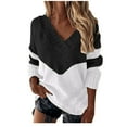 thumbnail image 1 of Bovemsi Sweaters for Women Cozy Women's Autumn Winter V Neck Color Blocked Knitted Loose Casual Warm Pullover Sweater Fall Sweaters, 1 of 6