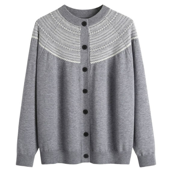 Bovemsi Sweaters for Women Cozy Women's Fun Autumn/Winter Retro Flower Long Sleeve Button Knitted Cardigan Sweater Fall Sweaters