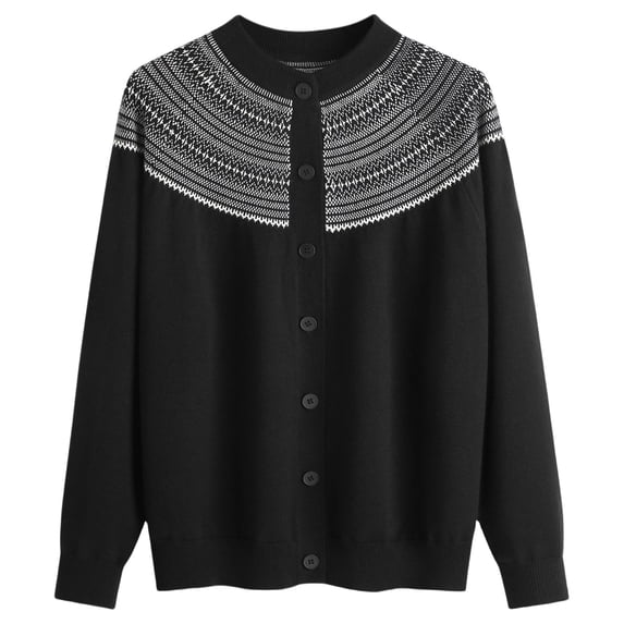 Bovemsi Sweaters for Women Cozy Women's Fun Autumn/Winter Retro Flower Long Sleeve Button Knitted Cardigan Sweater Fall Sweaters