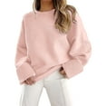 thumbnail image 1 of Bovemsi Sweaters for Women Cozy Women's Round Neck Long Sleeve Solid Color Pullover Sweater Fashion Loose Top Fall Sweaters, 1 of 8
