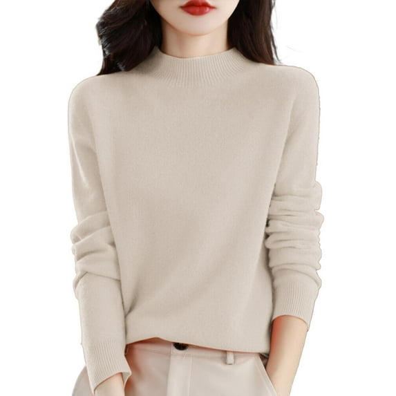 Bovemsi Sweaters for Women Cozy Women's Semi Turtleneck Sweater Solid Color Pullover With Autumn And Winter Warm Loose Fall Sweaters