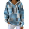 thumbnail image 1 of Bovemsi Sweatshirt for Women Autumn And Winter New Hooded Checkered Digital Printing Casual Sweater Comfort Hoodie, 1 of 4