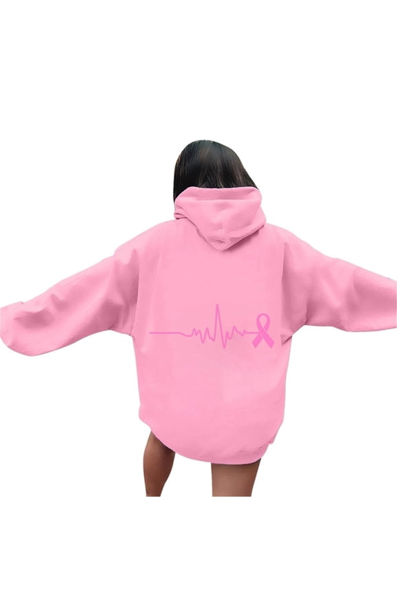 Sweatshirt for Women Breast Cancer Awareness Ribbon Hoodies Oversize Fleece Soft Long SLeeve Pullover Top Camo Hoodie
