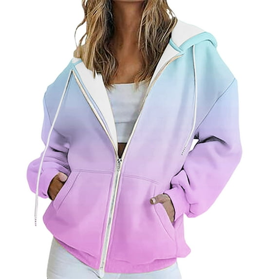 Bovemsi Sweatshirt for Women Fall Jacket Oversized Pocket Casual Clothing Zipper Track Solid Color Long Sleeve Tops Zip Up Hoodie