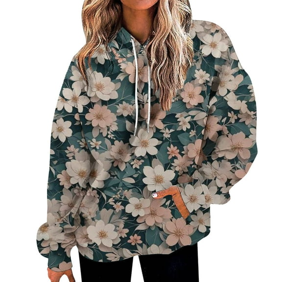 Bovemsi Sweatshirt for Women Fashion Spring Autumn Casual Long Sleeve Hoodies Sweatshirts Top Camo Hoodie