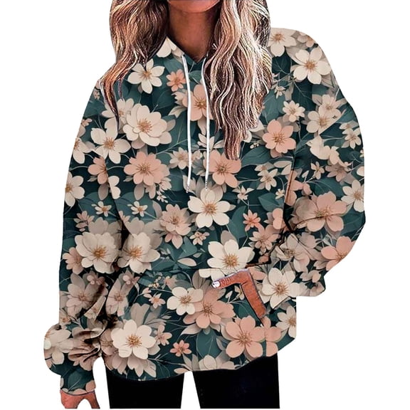 Bovemsi Sweatshirt for Women Fashion Spring Autumn Casual Long Sleeve Hoodies Sweatshirts Top Camo Hoodie