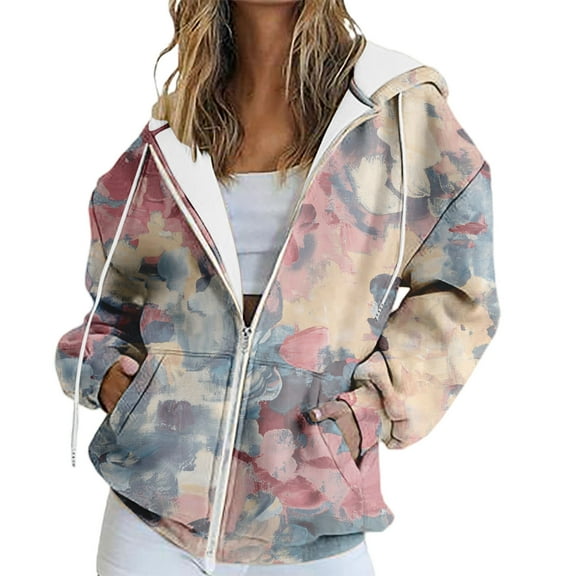 Bovemsi Sweatshirt for Women Fashion Spring Autumn Casual Long Sleeve Hoodies Sweatshirts Top Zip Up Hoodie