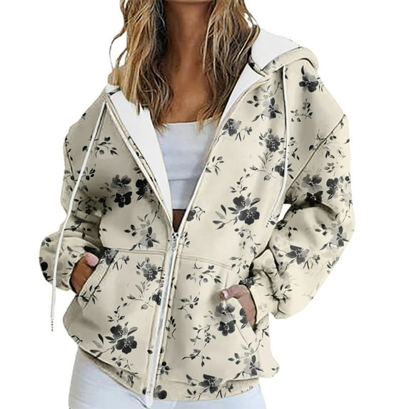 Bovemsi Sweatshirt for Women Fashion Spring Autumn Casual Long Sleeve Hoodies Sweatshirts Top Zip Up Hoodie