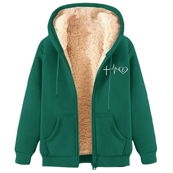 Bovemsi Sweatshirt for Women Fashionable And Casual Fleece Lined Thickened Warm Hooded Zip Up Hoodie
