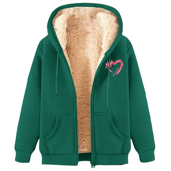 Bovemsi Sweatshirt for Women Fashionable And Casual Fleece Lined Thickened Warm Hooded Zip Up Hoodie