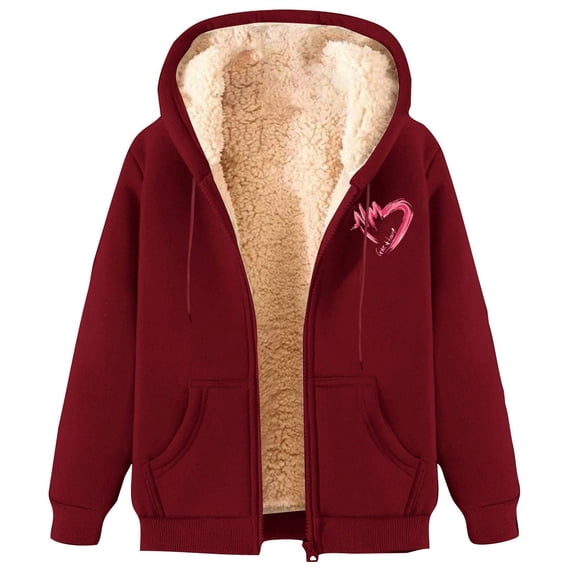 Bovemsi Sweatshirt for Women Fashionable And Casual Fleece Lined Thickened Warm Hooded Zip Up Hoodie