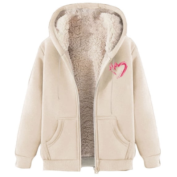 Bovemsi Sweatshirt for Women Fashionable And Casual Fleece Lined Thickened Warm Hooded Zip Up Hoodie