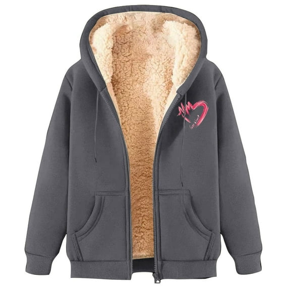 Bovemsi Sweatshirt for Women Fashionable And Casual Fleece Lined Thickened Warm Hooded Zip Up Hoodie