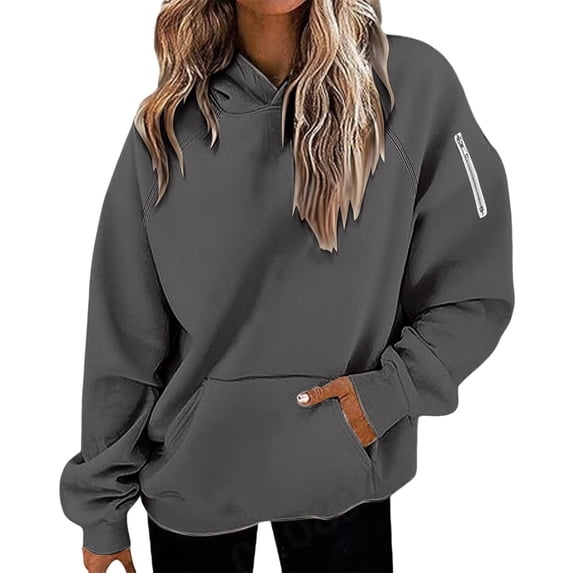 Bovemsi Sweatshirt for Women Fashionable Casual Zipper Pocket Round Neck Long Sleeve Hooded Camo Hoodie