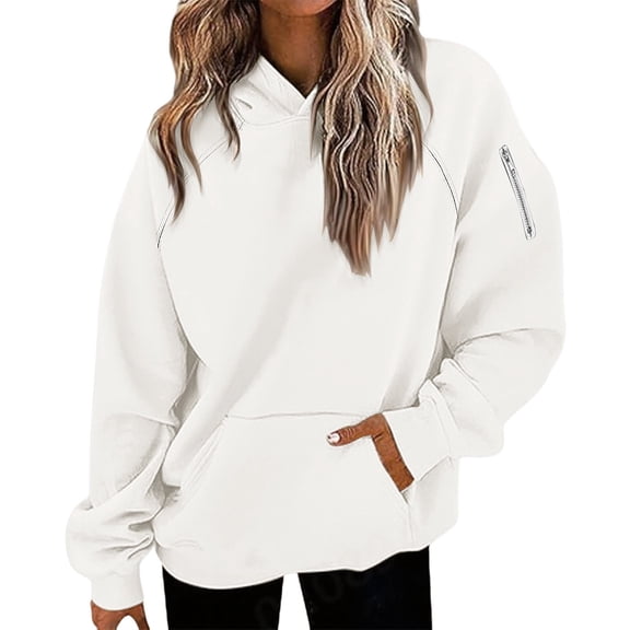 Bovemsi Sweatshirt for Women Fashionable Casual Zipper Pocket Round Neck Long Sleeve Hooded Camo Hoodie