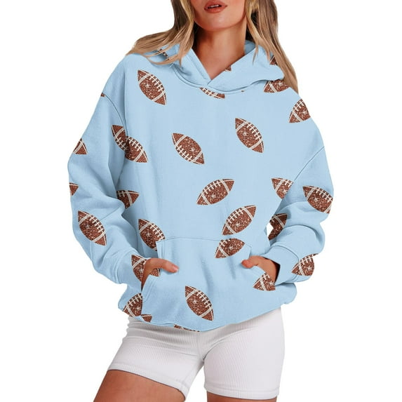Bovemsi Sweatshirt for Women Football Graphic Hoodies Sweatshirts Fans Pullover Shirt With Pockets Comfort Hoodie