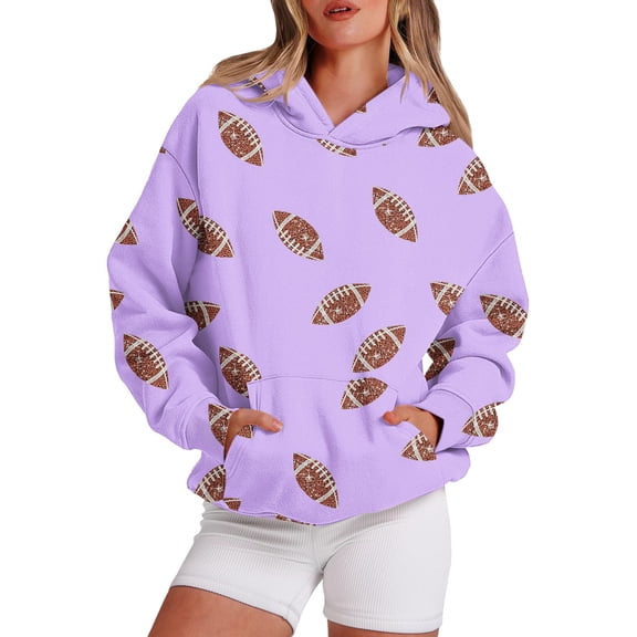 Bovemsi Sweatshirt for Women Football Graphic Hoodies Sweatshirts Fans Pullover Shirt With Pockets Comfort Hoodie