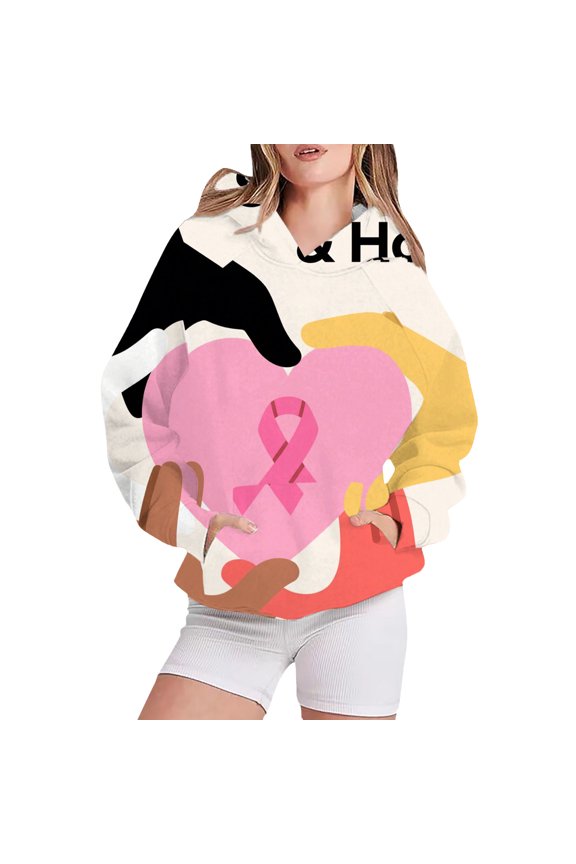 Sweatshirt for Women For : Breast Cancer Awareness Ribbon Design Camo Hoodie