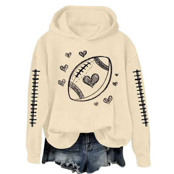 Bovemsi Sweatshirt for Women Heart Football Graphic Hoodies Fall Long Sleeve Pullover Tops Mom Camo Hoodie