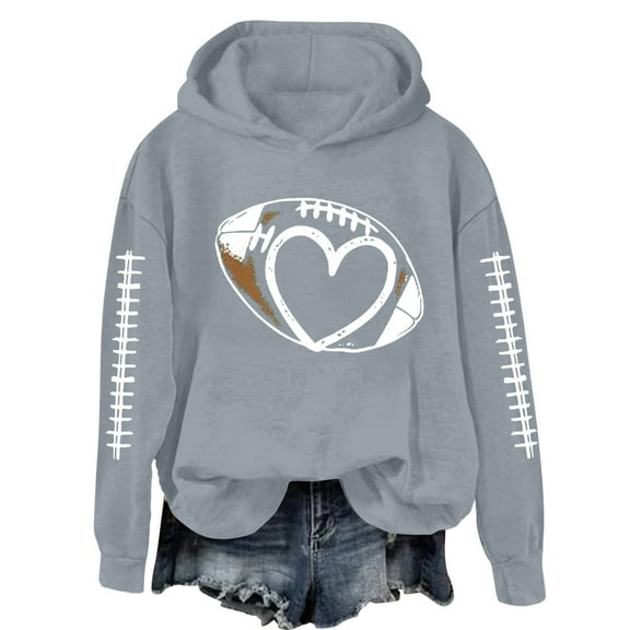Bovemsi Sweatshirt for Women Heart Football Graphic Hoodies Fall Long Sleeve Pullover Tops Mom Camo Hoodie