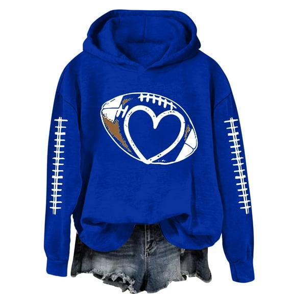 Bovemsi Sweatshirt for Women Heart Football Graphic Hoodies Fall Long Sleeve Pullover Tops Mom Camo Hoodie