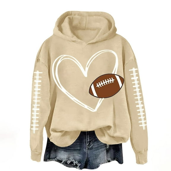 Bovemsi Sweatshirt for Women Heart Football Graphic Hoodies Fall Long Sleeve Pullover Tops Mom Camo Hoodie