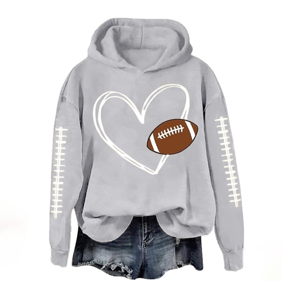 Bovemsi Sweatshirt for Women Heart Football Graphic Hoodies Fall Long Sleeve Pullover Tops Mom Camo Hoodie
