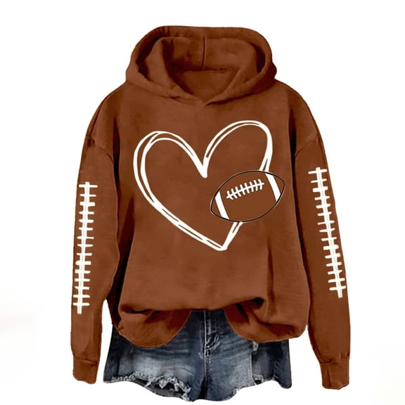 Bovemsi Sweatshirt for Women Heart Football Graphic Hoodies Fall Long Sleeve Pullover Tops Mom Camo Hoodie