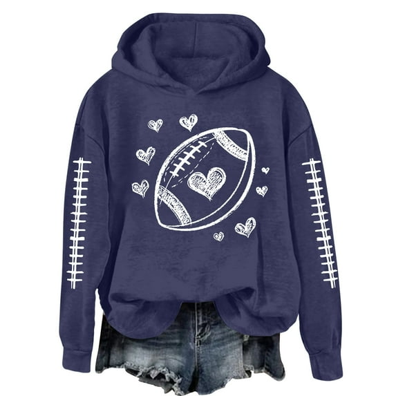 Bovemsi Sweatshirt for Women Heart Football Graphic Hoodies Fall Long Sleeve Pullover Tops Mom Camo Hoodie