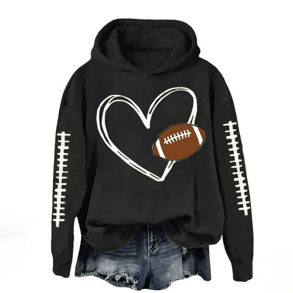 Bovemsi Sweatshirt for Women Heart Football Graphic Hoodies Fall Long Sleeve Pullover Tops Mom Camo Hoodie