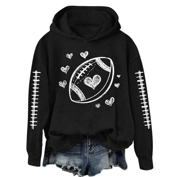Bovemsi Sweatshirt for Women Heart Football Graphic Hoodies Fall Long Sleeve Pullover Tops Mom Camo Hoodie