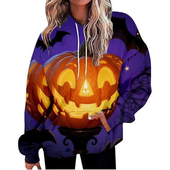 Bovemsi Sweatshirt for Women Long Sleeve Halloween Print Casual Hoodies Camo Hoodie