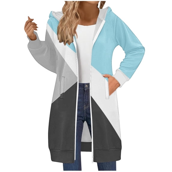 Bovemsi Sweatshirt for Women Long Zip Up Double Zipper Fleece Jacket Sweatshirts Fall Winter Fashion Clothes Zip Up Hoodie