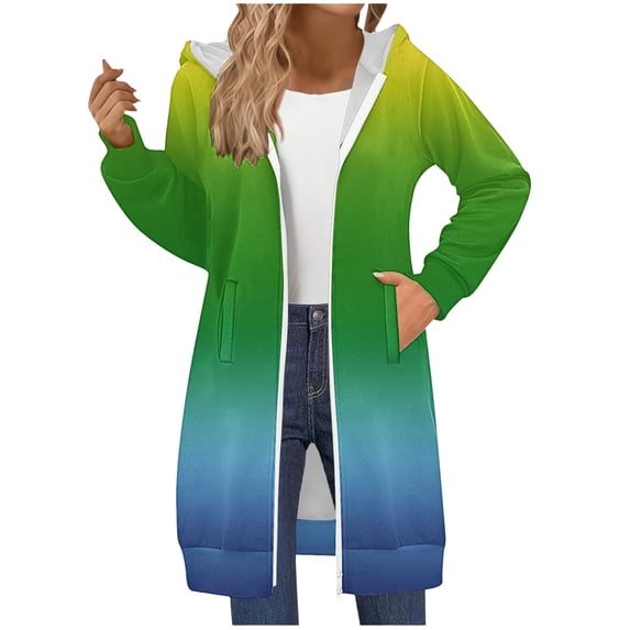 Bovemsi Sweatshirt for Women Long Zip Up Double Zipper Fleece Jacket Sweatshirts Fall Winter Fashion Clothes Zip Up Hoodie