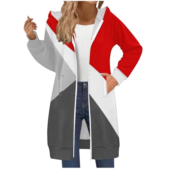 Bovemsi Sweatshirt for Women Long Zip Up Double Zipper Fleece Jacket Sweatshirts Fall Winter Fashion Clothes Zip Up Hoodie